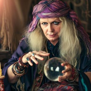 a Gypsie using a crystal ball