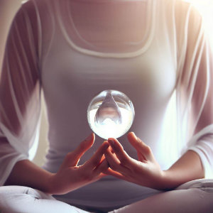 Crystal ball being used for meditation